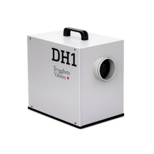 DH1 liten luftavfuktare för sommarstuga eller garage. En energieffektiv adsorptionsavfuktare i lackerad låda med enkelt handtag för att bära.