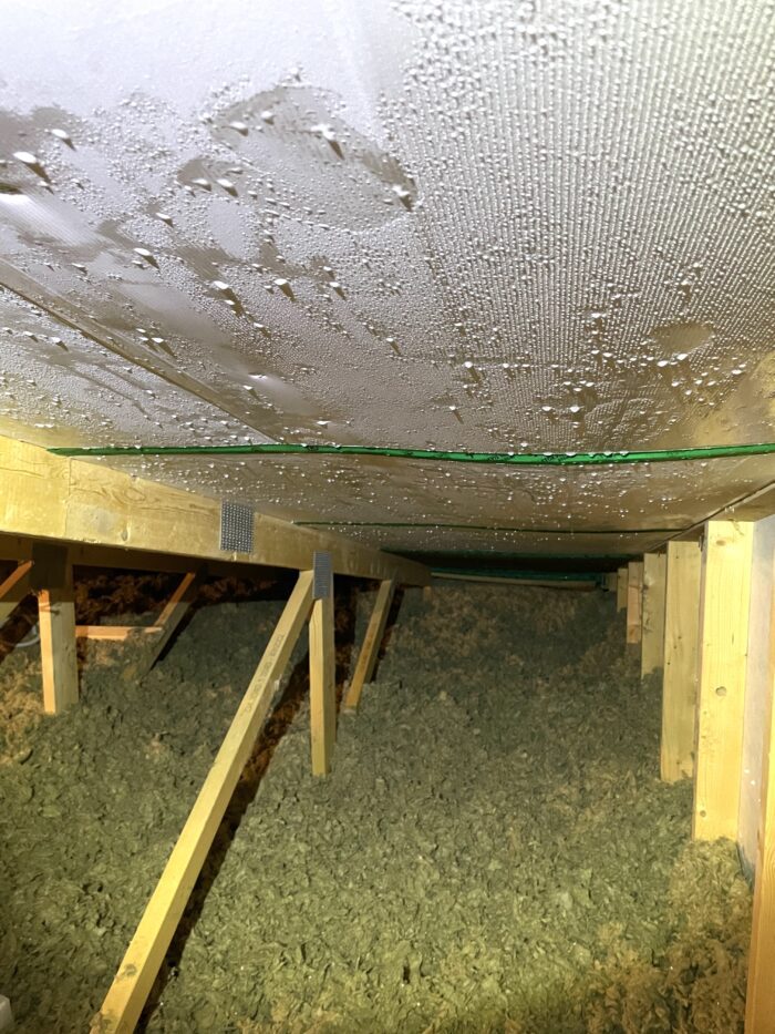 Kondensdroppar undersida tak